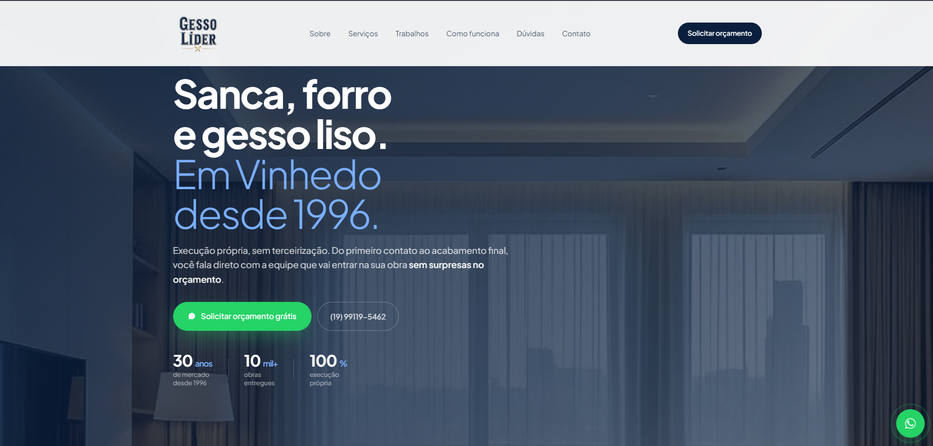 Landing page Gesso Líder