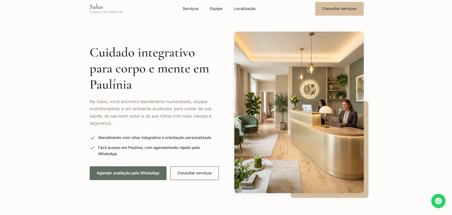 Landing page Salus Clínica Regenerativa